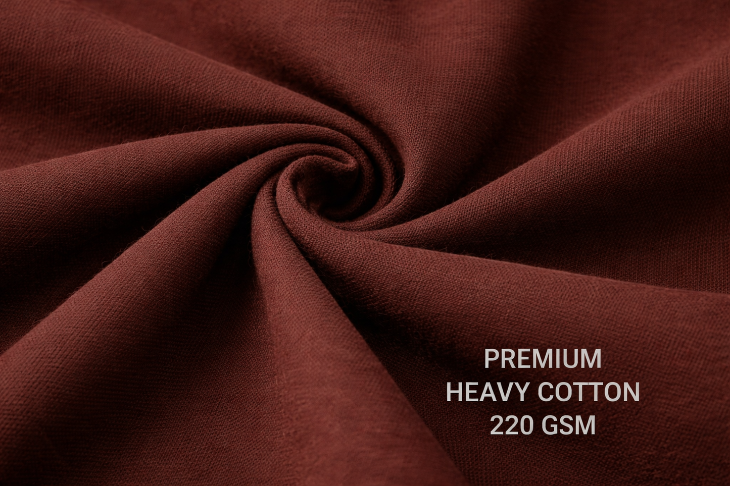 Brown fabric with 'Premium Heavy Cotton 220 GSM' text