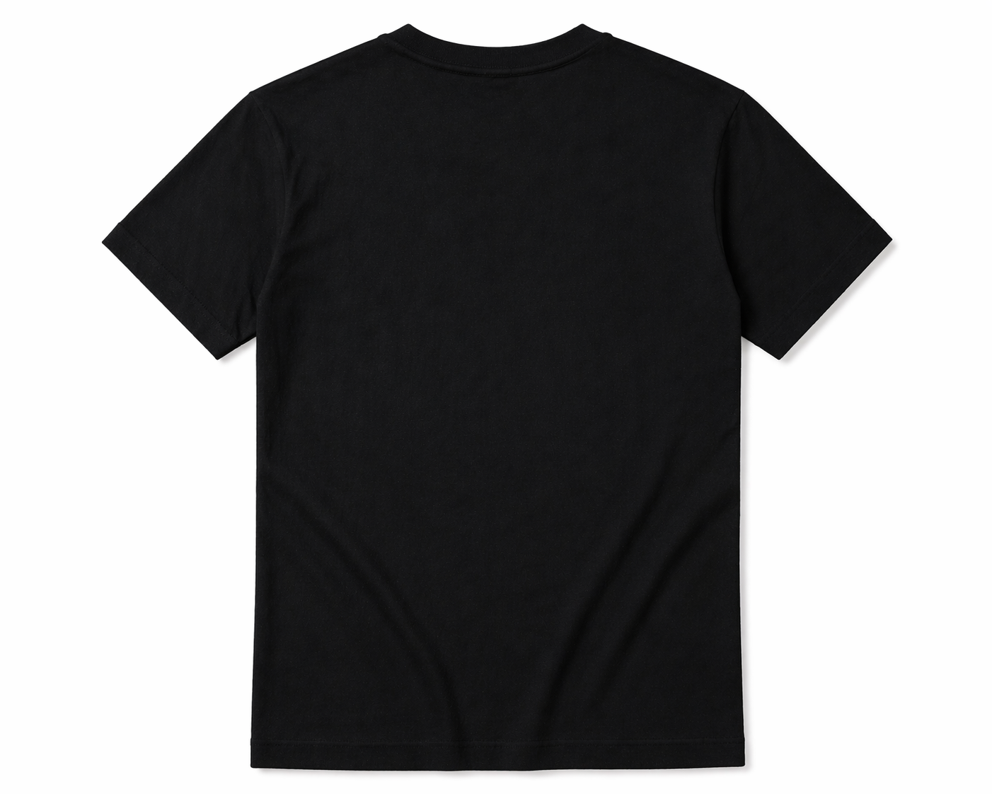 Black t-shirt on a white background