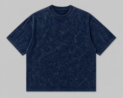 AUREL Premium Acid Wash Oversized T-Shirt Combo (Navy Blue & Red) – 240 GSM Cotton Streetwear | Unisex Drop Shoulder Fit