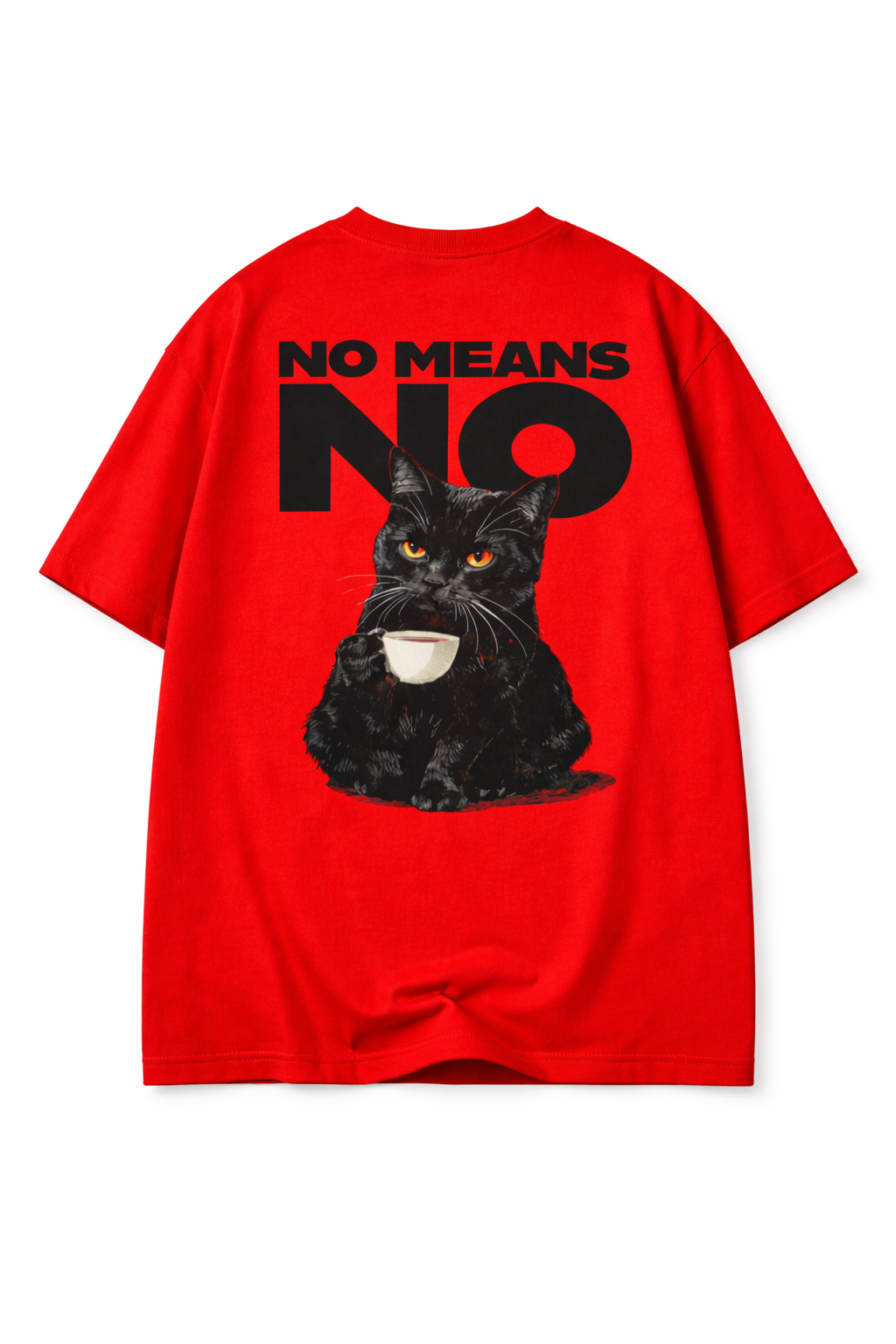 AUREL “No Means No” Oversized T-Shirt for Men | Front & Back Print Streetwear Tee (Red)