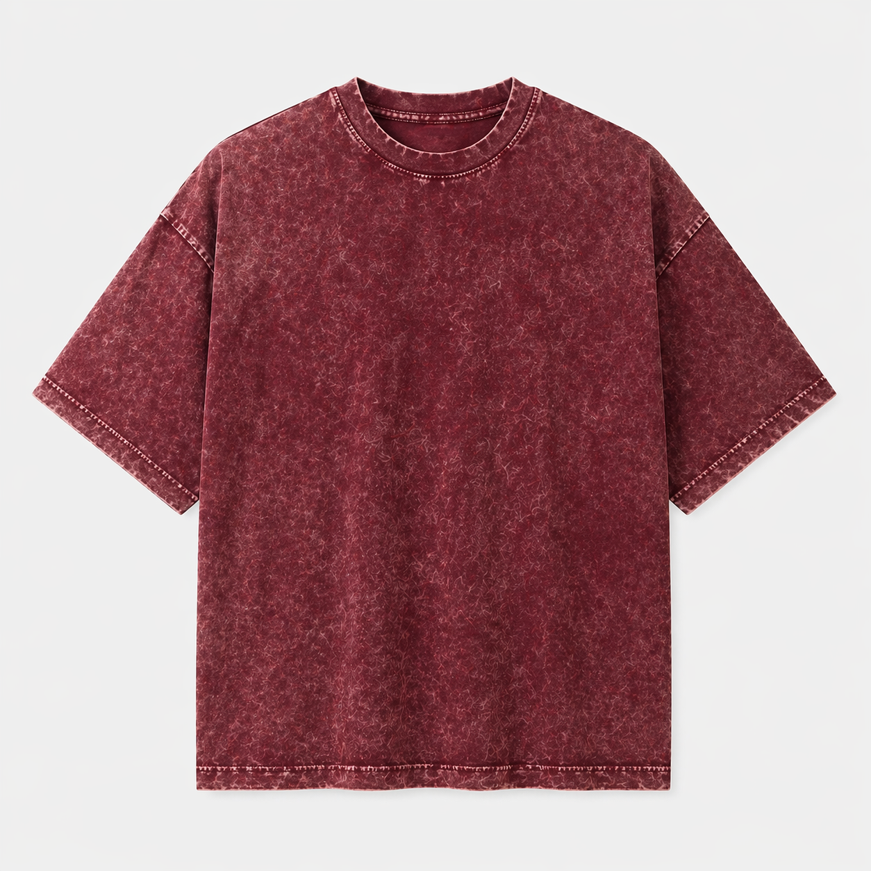 Maroon t-shirt on a light gray background