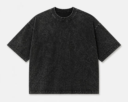 Black t-shirt on a light gray background