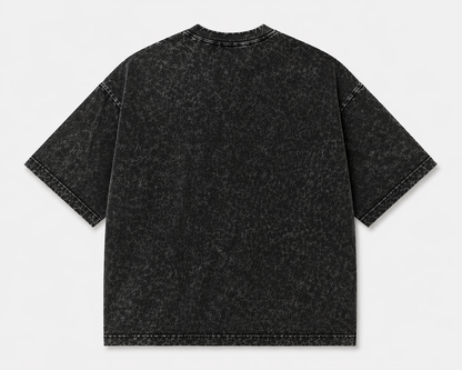 Black denim shirt on a light gray background