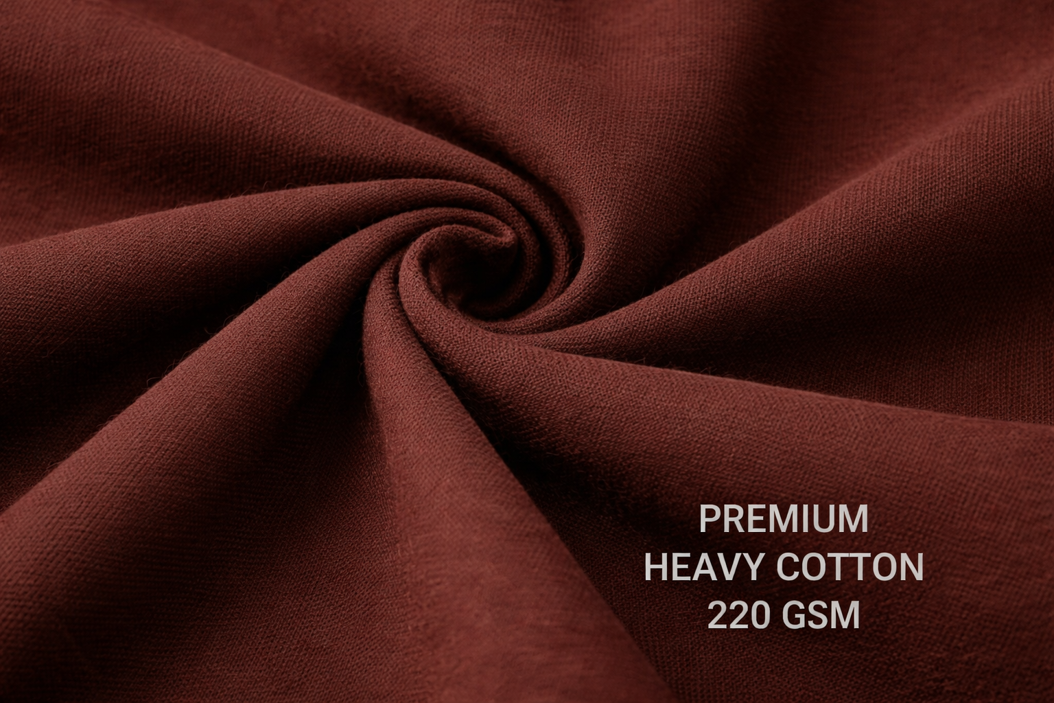 Brown fabric with 'Premium Heavy Cotton 220 GSM' text