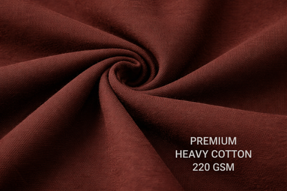 Brown fabric with 'Premium Heavy Cotton 220 GSM' text