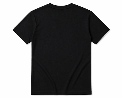 Black t-shirt on a white background