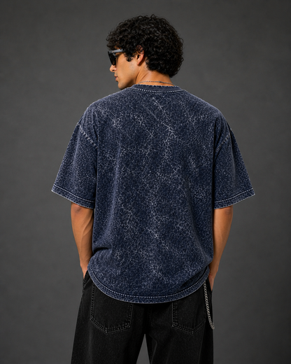 AUREL Premium Acid Wash Oversized T-Shirt Combo (Navy Blue & Red) – 240 GSM Cotton Streetwear | Unisex Drop Shoulder Fit