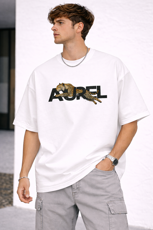 AUREL Signature Leopard Graphic Oversized T-Shirt